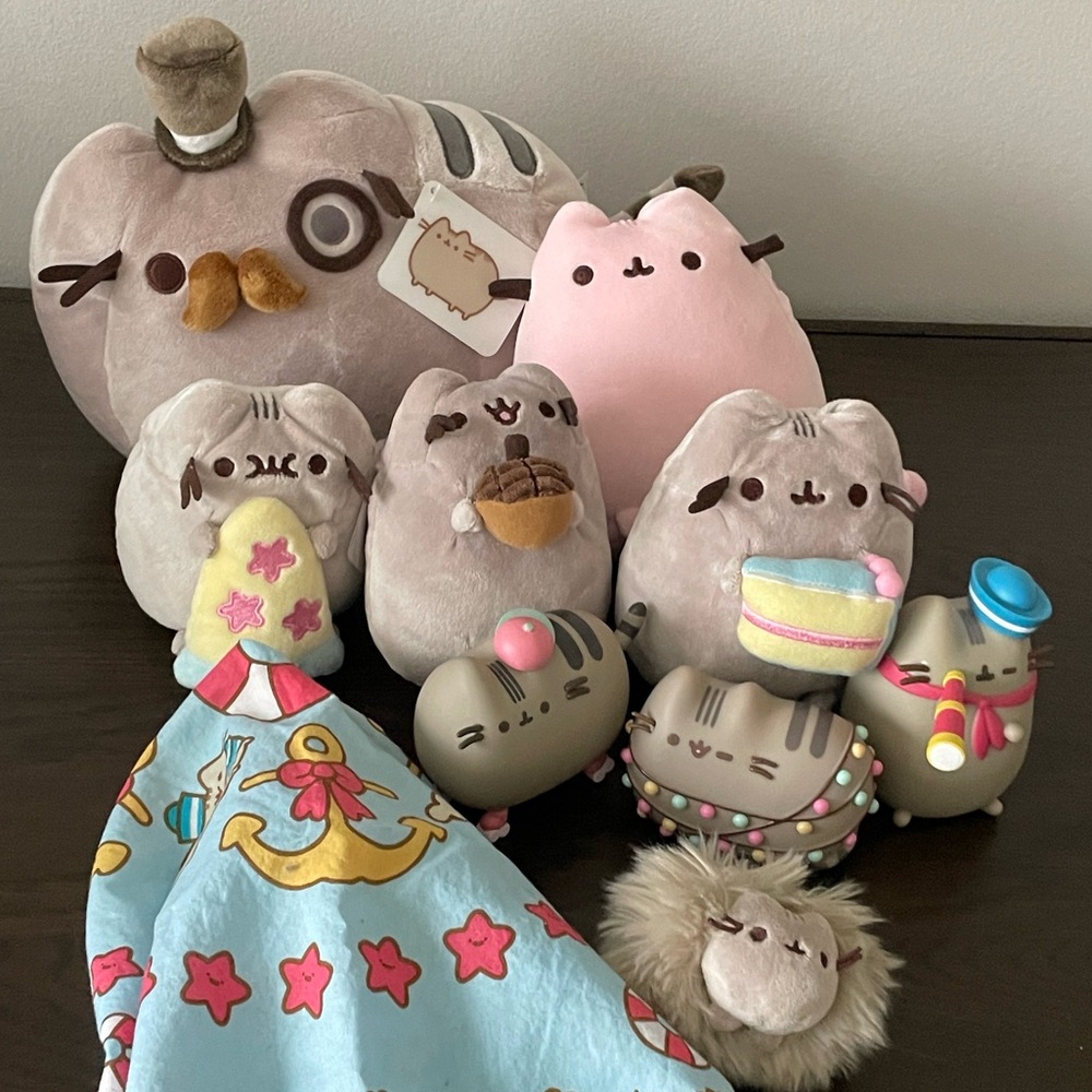 Pusheen Plush Assortment - Gray, Pink & Cream Cute Cat BUNDLE 10 pieces